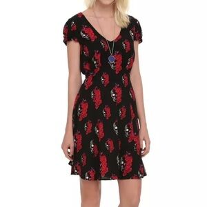 Royal Bones Tripp NYC Floral Skull Dress Womens XL Goth Red Rose Hot Topic Mini